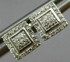 ESTATE SMALL .18CT DIAMOND 14KT WHITE GOLD SQUARE CLUSTER CLASSIC STUD EARRINGS