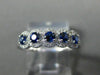 ESTATE .60CT DIAMOND & AAA SAPPHIRE 14KT WHITE GOLD 3D 5 STONE ANNIVERSARY RING