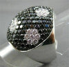 ESTATE LARGE 2.47CT BLACK & WHITE DIAMOND 18KT WHITE & BLACK GOLD FLOWER RING
