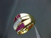 ESTATE WIDE 2.25CT DIAMOND & AAA RUBY 18KT 2 TONE BAGUETTE & ROUND RING  #22081