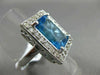 ESTATE EXTRA LARGE 8.17CT DIAMOND & BLUE TOPAZ 14KT WHITE GOLD EMERALD CUT RING