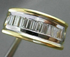 ESTATE WIDE 1.35CT DIAMOND BAGUETTE 18KT W & Y GOLD ANNIVERSARY RING SHARP 10865