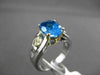 ESTATE LARGE 2.18CT DIAMOND & AAA BLUE TOPAZ 14K TWO TONE GOLD DOUBLE HEART RING