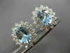 ESTATE LARGE 5.95CT DIAMOND & AQUAMARINE 14KT WHITE GOLD 3D OVAL FLOWER EARRINGS