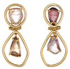 15.91CT AAA MULTI COLOR SAPPHIRE 18K YELLOW GOLD 3D MULTI SHAPE HANGING EARRINGS