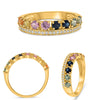 .96CT DIAMOND & AAA MULTI COLOR SAPPHIRE 14KT YELLOW GOLD ROUND RAINBOW FUN RING
