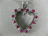 ESTATE LARGE 2.26CT DIAMOND & AAA RUBY 14KT WHITE GOLD OPEN HEART PENDANT #12165