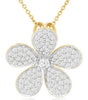 ESTATE .60CT DIAMOND 14KT 2 TONE GOLD CLASSIC MULTI LEAF FLOWER FLOATING PENDANT