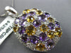 ESTATE LARGE 6.25CT DIAMOND & AAA AMETHYST & CITRINE 14K WHITE GOLD OVAL PENDANT