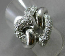 ESTATE LARGE 1.25CT ROUND DIAMOND 18KT WHITE GOLD 3D OPEN HEART PAVE LOVE RING