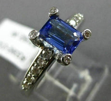 ESTATE LARGE 1.34CT DIAMOND & TANZANITE 14K WHITE GOLD 3D ENGAGEMENT ETOILE RING
