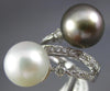 LARGE .57CT DIAMOND AAA SOUTH SEA & TAHITIAN PEARL 14KT WHITE GOLD 3D RING #2372