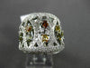 ESTATE LARGE 1.86CT DIAMOND 18KT WHITE GOLD MULTI COLOR FLOATING COCKTAL RING