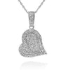 ESTATE .50CT ROUND CUT DIAMOND 14KT WHITE GOLD 3D CLASSIC HEART SIDEWAYS PENDANT