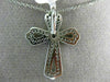 ANTIQUE .75CT DIAMOND 14K WHITE GOLD 3D FILIGREE MILGRAIN CROSS PENDANT #20835