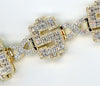 EXTRA LARGE 6.09CT DIAMOND 14K YELLOW GOLD ROUND & BAGUETTE DOLLAR SIGN BRACELET
