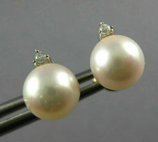 .04CT DIAMOND & AAA SOUTH SEA PEARL 14KT YELLOW GOLD 3D STUD EARRINGS #MILANO43