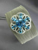 WIDE 9.33CT DIAMOND & AAA BLUE TOPAZ 14KT GOLD & STAINLESS STEEL BANGLE BRACELET