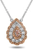 GIA LARGE 1.19CT WHITE & PINK DIAMOND 18KT WHITE GOLD PEAR SHAPE HALO NECKLACE