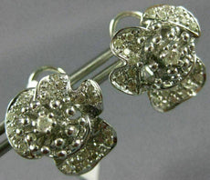 ESTATE LARGE .81CT DIAMOND 18KT WHITE GOLD 3D CLASSIC FLOWER CLIP ON EARRINGS