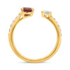 1.47CT DIAMOND & AAA RUBY 18KT YELLOW GOLD OVAL & PEAR SHAPE SOLITAIRE LOVE RING