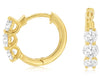 ESTATE 1.0CT DIAMOND 14KT YELLOW GOLD 3D 3 STONE LUCIDA HUGGIE HANGING EARRINGS