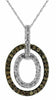 .36CT WHITE & CHOCOLATE FANCY DIAMOND 14K WHITE GOLD 3D DOUBLE HALO OVAL PENDANT