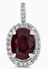 1.47CT DIAMOND & AAA RUBY 14KT WHITE GOLD 3D OVAL HALO FILIGREE FLOATING PENDANT