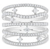 LARGE 1.0CT DIAMOND 14KT WHITE GOLD ROUND MULTI ROW ETOILE FUN ANNIVERSARY RING