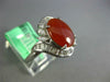 ESTATE WIDE 4.0CT DIAMOND & AAA RED JADEITE 14KT WHITE GOLD OVAL HEART LOVE RING