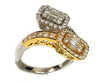 ESTATE 1.0CT DIAMOND 18KT 2 TONE GOLD ROUND & BAGUETTE CLUSTER SQUARE SNAKE RING