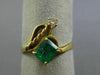 ESTATE .80CT DIAMOND & AAA EMERALD 18KT YELLOW GOLD 3D LEAF ROPE HEART LOVE RING