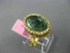 ESTATE LARGE 4.90CT DIAMOND & GREEN AMETHYST 14KT YELLOW GOLD OVAL FILIGREE RING