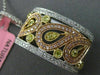 LARGE .62CT WHITE YELLOW & PINK DIAMOND 18K WHITE & ROSE GOLD FILIGREE PENDANT