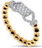 ESTATE .25CT DIAMOND 18K TWO TONE GOLD 3D CLASSIC OVAL LOVE KNOT BEADED FUN RING