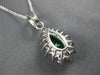 1.96CT DIAMOND & COLOMBIAN EMERALD 14K WHITE GOLD PEAR SHAPE HALO PENDANT #27053
