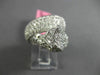 ESTATE LARGE 4.68CT DIAMOND & AAA EMERALD 18KT WHITE GOLD PAVE PANTHER FUN RING