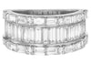 WIDE 3.25CT DIAMOND 18KT WHITE GOLD 3D ROUND & BAGUETTE WEDDING ANNIVERSARY RING