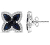 2.34CT DIAMOND AAA SAPPHIRE 14KT WHITE GOLD PEAR SHAPE FLOWER STAR STUD EARRINGS