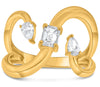 LARGE .64CT DIAMOND 14K YELLOW GOLD PEAR SHAPE EMERALD CUT INFINFINITY LOVE RING