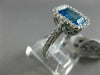 ESTATE WIDE 4.14CT DIAMOND & AAA BLUE TOPAZ 14KT WHITE GOLD HALO ENGAGEMENT RING