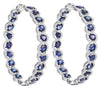 19.38CT DIAMOND & AAA SAPPHIRE 18K WHITE GOLD ROUND MULTI SHAPE HANGING EARRINGS