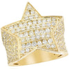 ESTATE EXTRA LARGE 3.07CT DIAMOND 14K YELLOW GOLD MULTI ROW STAR FUN UNISEX RING