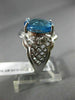 LARGE 3.03CT DIAMOND & AAA OVAL BLUE TOPAZ 14K WHITE GOLD OPEN FILIGREE FUN RING