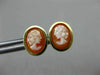 ESTATE OVAL 14KT YELLOW GOLD HANDCRAFTED LADY SHELL CAMEO EARRINGS 10mm #19573