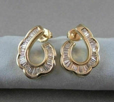ESTATE WIDE 1.05CT DIAMOND 14KT YELLOW GOLD FLAT HOOP EARRINGS 18mm X 12mm