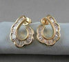 ESTATE WIDE 1.05CT DIAMOND 14KT YELLOW GOLD FLAT HOOP EARRINGS 18mm X 12mm