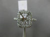 LARGE .72CT DIAMOND 14KT WHITE GOLD EMERALD CUT HALO SEMI MOUNT ENGAGEMENT RING