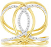 ESTATE .23CT DIAMOND 14KT YELLOW GOLD CLASSIC DOUBLE LOVE KNOT INFINITY FUN RING