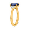 LARGE 3.03CT DIAMOND & AAA SAPPHIRE 14K YELLOW GOLD OVAL 3 STONE ENGAGEMENT RING